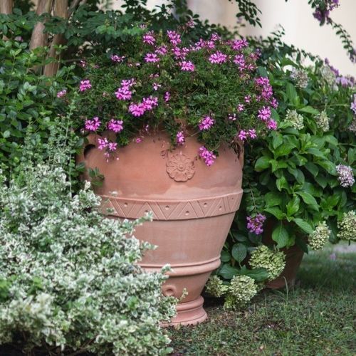 Садовый горшок из терракоты - con Rosetta Impruneta - cestenoli srl - круглый / для бытового использования