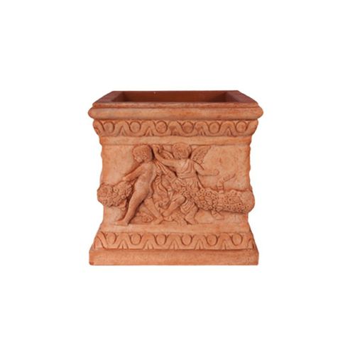 Кадка для садовых растений из терракоты - con Putti Danzanti Impruneta - cestenoli srl - квадратная / ручной работы / классическая