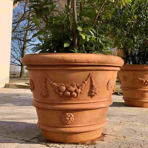 Садовый горшок из терракоты - Festonato con Rosone Impruneta - cestenoli srl - круглый / для бытового использования