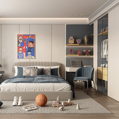Серая детская комната - DFD-BR-05 - Dief Flooring - белая / желтая / синяя