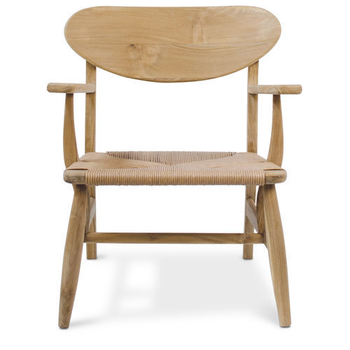 Современное низкое кресло - 116010 - BAMBO BLAU - из синтетического волокна / из тикового дерева / непромокаемое