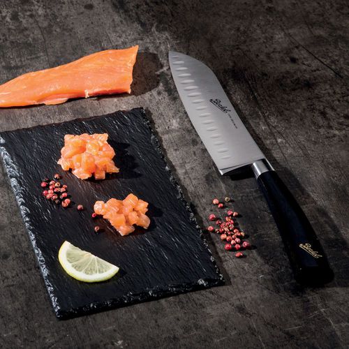 Кухонный нож с рукояткой из смолы - ELEGANCE SANTOKU 18 BLACK - Berkel - с лезвием из нержавеющей стали
