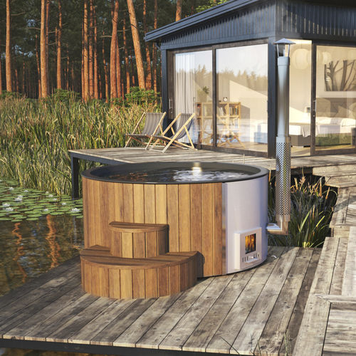 Каркасная спа-ванна - Log Fire 220 - Catalina Spas - круглая / 6 мест / из дерева