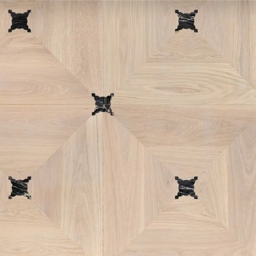 Паркет из массивной доски - GEOMETRIC - ALLWOOD - с инкрустацией из дерева / покрытый лаком / приклеиваемый