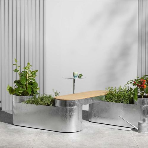 Кадка для садовых растений из гальванизированной стали - EVERGREEN - MIZETTO AB - из бамбука / овальная / из долговечных материалов