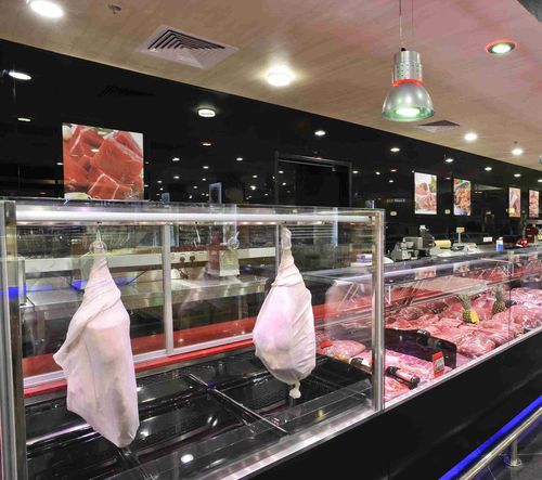 Стоечная холодильная витрина - PANORAMA MEAT - Eurocryor - для мясоперерабатывающего предприятия / из металла / с дверью