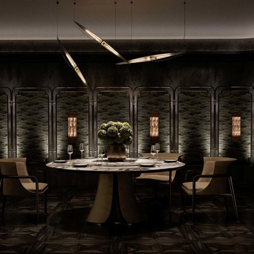 Современный обеденный стол - ZUNYUN CHENGJING  - DASH CASA GROUP CO.LTD - из латуни / из кожи / из розового дерева