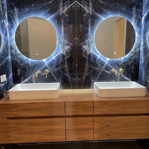 Двойная тумба под умывальник - IKTO Design - настенная / из дерева / современная