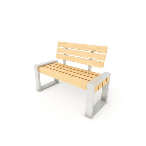 Современная общественная скамейка - RC1001-M - ASLIPARK ÇEVRE TASARIM VE MÜH. SAN. DIŞ TİC. LTD. ŞTİ (Robiwood) - из нержавеющей стали / из акации / со спинкой