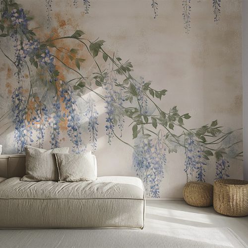 Современный обои - CELESTIAL WISTERIA - jaWalls - из нетканых материалов / в цветочек / в цветочек