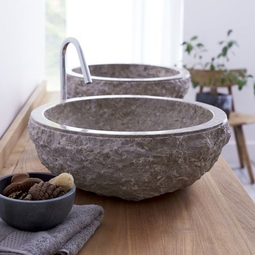 Настольная раковина - SCRULA - Tikamoon - из мрамора / из натурального камня / круглая