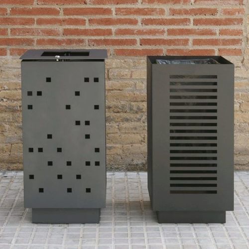 Общественный мусорный контейнер - SQUARE series  - RYM URBAN FURNITURE, S.L. - из металла / со встроенной пепельницей / с крышкой