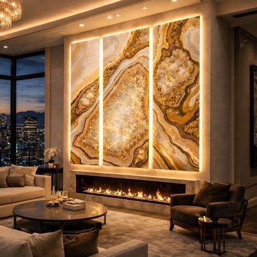 Декоративная панель из камня - AURORA GEODE TRIPTYCH - SevArtGallery - из кварца / настенный / 3D