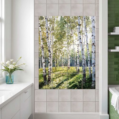 Комод для кухни из керамики - BIRCH FOREST - Tempera Art Design - из мрамора / из березы / из фарфора