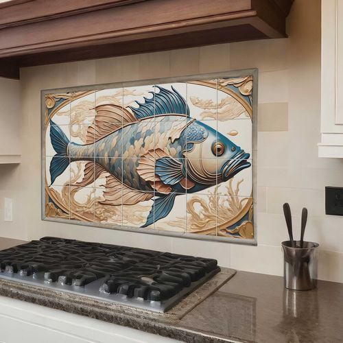 Комод для кухни из керамики - ABSTRACT FISH  - Tempera Art Design - персонализированный / термостойкий / стойкий к царапанью