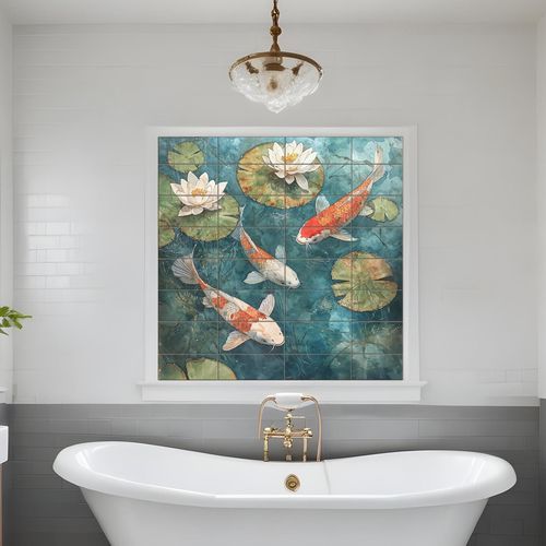 Панно из плитки из керамики - KOI FISH - Tempera Art Design - персонализированный / термостойкий / устойчивый к царапинам