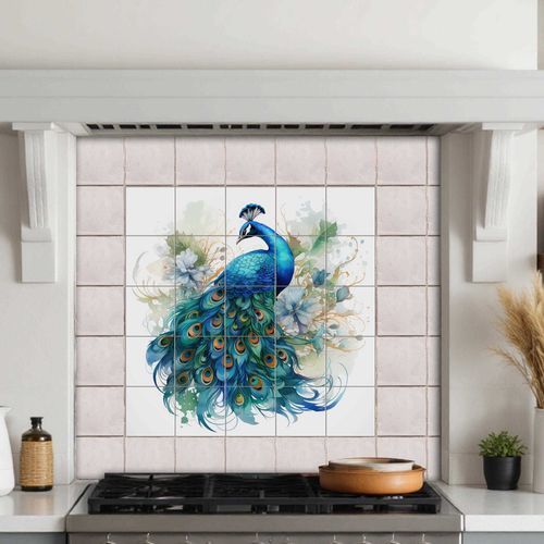 Комод для кухни из керамики - PEACOCK  - Tempera Art Design - из мрамора / из фарфора / рисунок с животными