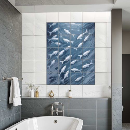 Плитка из фарфора - SCHOOL OF FISH - Tempera Art Design - набивная / для интерьера / внутренняя