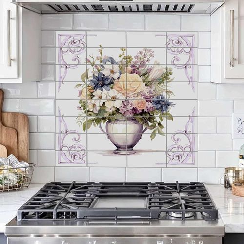 Комод для кухни из керамики - STOVE - Tempera Art Design - из мрамора / из фарфора / в цветочек