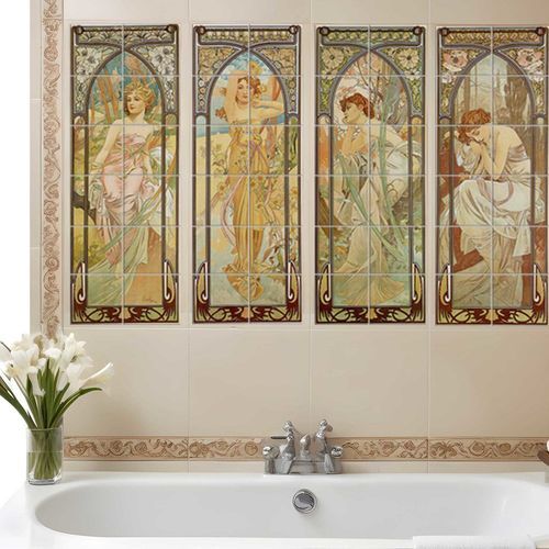 Плитка из фарфора - TIMES OF THE DAY BY MUCHA - Tempera Art Design - набивная / внутренняя / для ванной комнаты