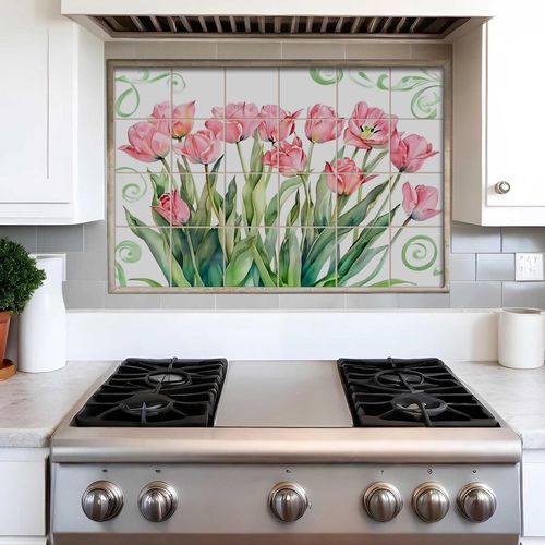 Комод для кухни из керамики - Spring Tulip - Tempera Art Design - с цветочным мотивом / устойчивый к УФ-лучам / стойкий к царапанью