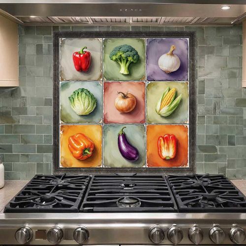 Комод для кухни из керамики - VEGETABLES IN POP ART - Tempera Art Design - из мрамора / из фарфора / многоцветный