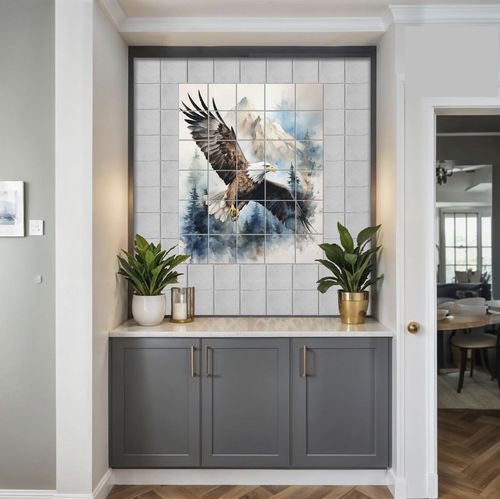 Комод для кухни из керамики - EAGLE TILES  - Tempera Art Design - из мрамора / из фарфора / рисунок с животными
