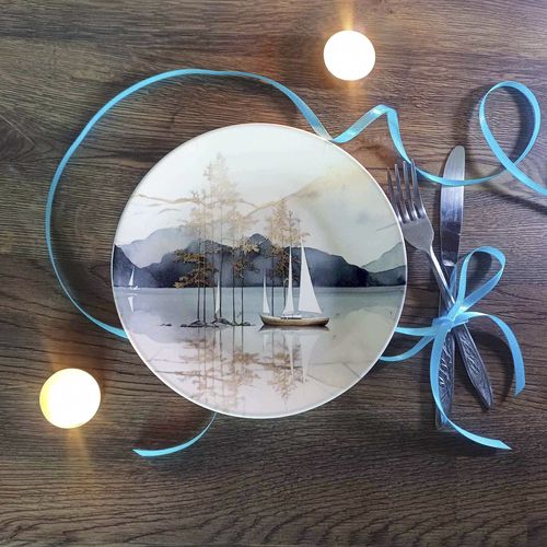 Тарелка для сервировки - NAUTICAL THEME  - Tempera Art Design - для подачи еды / круглый / из фарфора