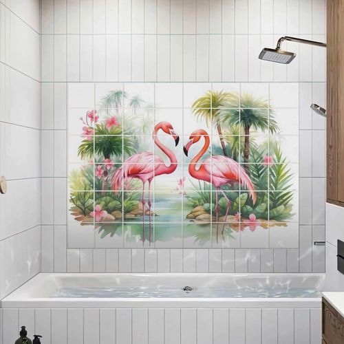 Плитка из керамики - FLAMINGOS - Tempera Art Design - набивная / для интерьера / для наружного применения