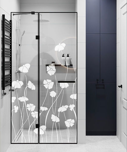 Стеклянная панель с пескоструйной обработкой - CHAMP DE FLEURS - Infiniglass - декорированная / цветная / для двери