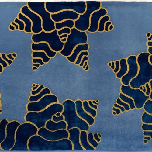 Современный ковер - NUBE BLU - L'Atelier Bérengère Guénant - рисунок с волнами / из новозеландской шерсти / из шелка