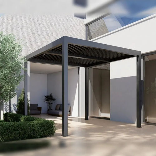Пергола пристроенная к зданию - ST-100-A - ALUX Pergola - самонесущая / из стали / с мобильными планками