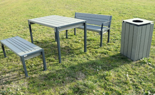 Современный комплект стол-лавки - G&D - Urban'Ex - сталь / садовый / для наружного применения