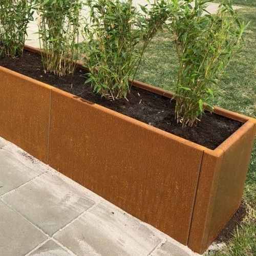 Кадка для садовых растений из кортеновской стали - CUBY - byJEMA - прямоугольная / на заказ / современная