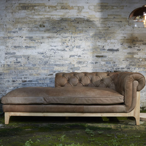 Современная скамейка - COCOON CHESTERFIELD - BLEU NATURE - из дуба / из кожи
