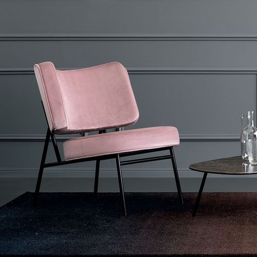 Современное низкое кресло - COCO - calligaris - из бархата / из металла / коричневое