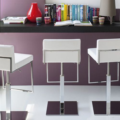 Современный барный стул - EVEN PLUS - calligaris - для интерьера / из кожи / с основанием из стали