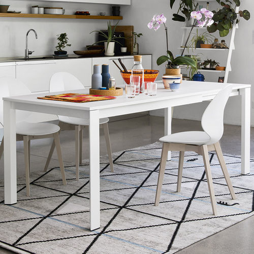 Современный стол - DUCA - calligaris - из фанерованной древесины / из закаленного стекла / из металла