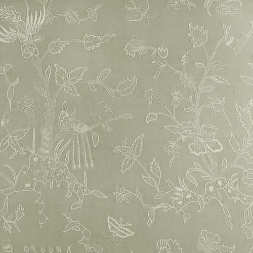 Обивочная ткань - TREE OF LIFE WITH BIRDS - CHELSEA TEXTILES - с рисунком / из льна / вышитая