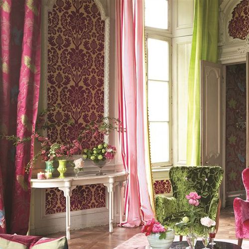 Обивочная ткань - ARIANA - DESIGNERS GUILD - для штор / в полоску / в цветочек