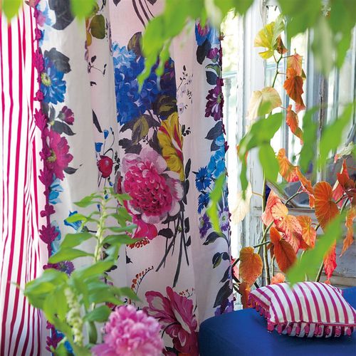 Ткань для штор - AMRAPALI - DESIGNERS GUILD - в цветочек / из льна / набивная