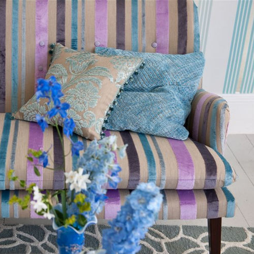 Обивочная ткань - MORSKAYA - DESIGNERS GUILD - в полоску / дамасская / из бархата