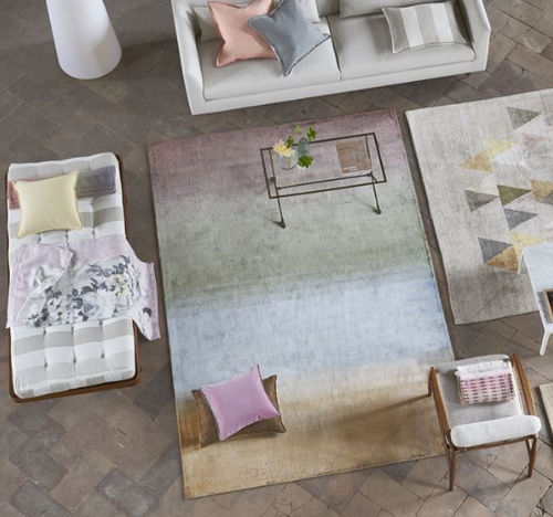 Современный ковер - MONTMARTRE ZINC - DESIGNERS GUILD - в полоску / из льна / из бархата