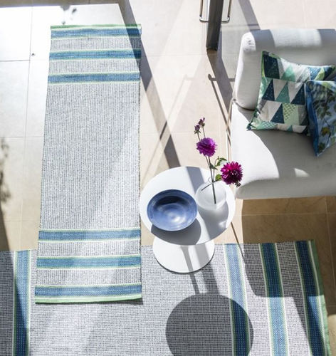 Ковер для коридора - POMPANO COBALT - DESIGNERS GUILD - современный / в полоску / из полиэстера