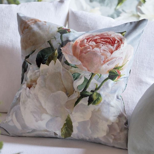 Квадратная подушка - PEONIA GRANDE ZINC - DESIGNERS GUILD - в цветочек / многоцветная