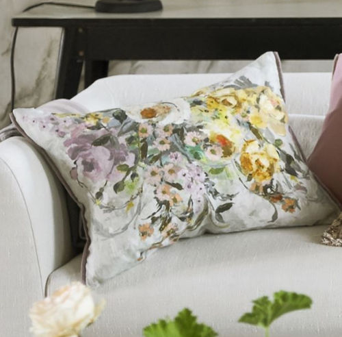 Прямоугольная подушка - VERONESE - DESIGNERS GUILD - в цветочек / из льна / многоцветная