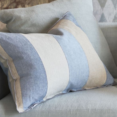 Прямоугольная подушка - BRERA GESSATO - DESIGNERS GUILD - в полоску / из льна / белая
