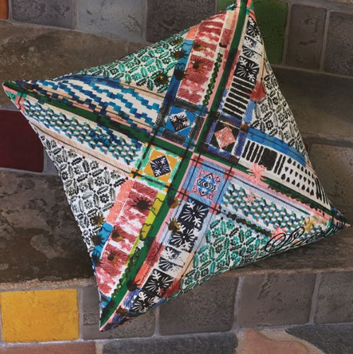 Квадратная подушка - TALISMAN MULTICOLORE - DESIGNERS GUILD - с рисунком / из хлопка / из шелка