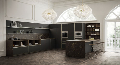 Современная кухня - Unika - EFFETI INDUSTRIE - из фанерованной древесины / из мрамора / из алюминия