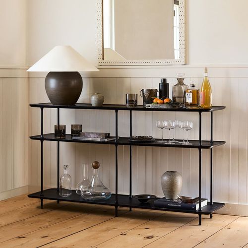 Современный стол-консоль - Sintra - West Elm - из цельной древесины / с основанием из металла / прямоугольный